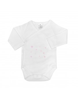 Body naissance brodé cœurs rose pastel