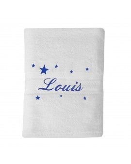 Drap de bain personnalisé en bleu roi avec étoiles