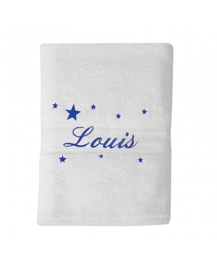 Drap de bain personnalisé en bleu roi avec étoiles