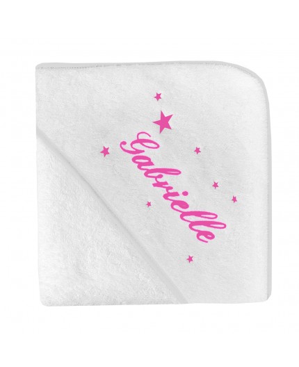 Cape de bain personnalisée en fuchsia avec étoiles