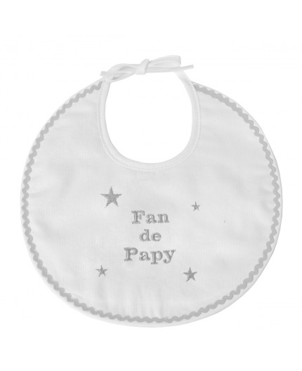 Bavoir naissance brodé fan de papy