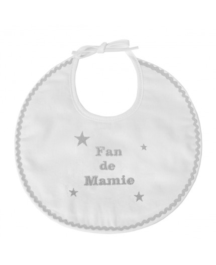 Bavoir naissance brodé fan de mamie