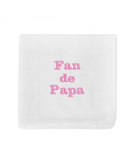 doudou lange brodé fan de papa en fuchsia