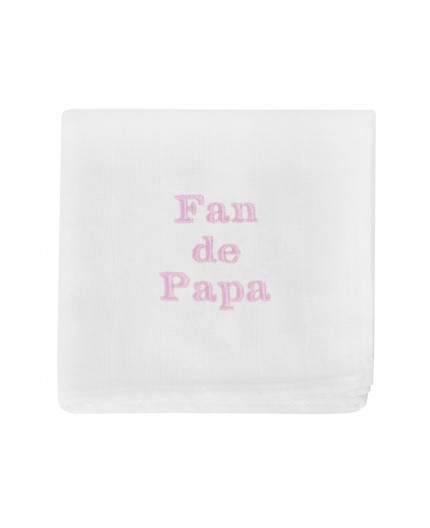 doudou lange brodé fan de papa en rose pastel