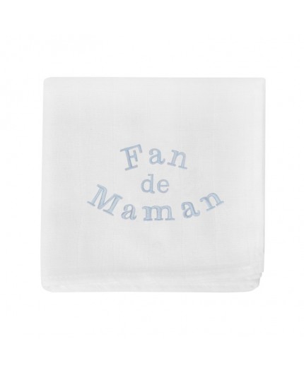 doudou lange brodé fan de maman en bleu pastel