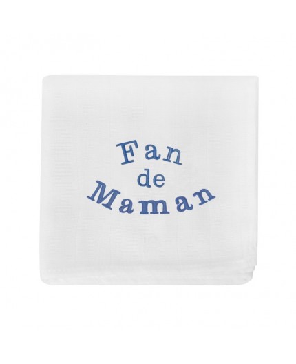 doudou lange brodé fan de maman en bleu roi