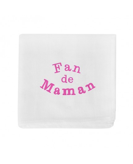 doudou lange brodé fan de maman en fuchsia