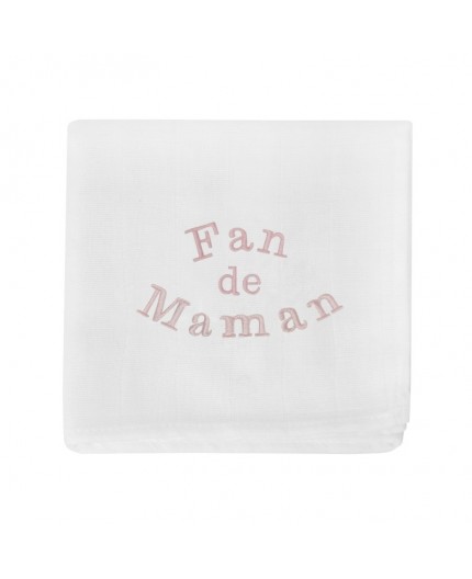 doudou lange brodé fan de maman en rose pastel