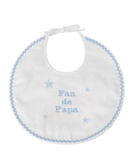 Bavoir naissance brodé Fan de Papa en bleu