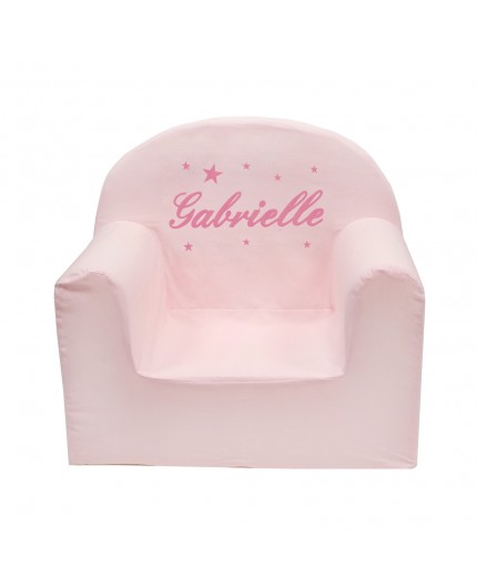 Fauteuil club rose personnalisé au prénom avec étoiles