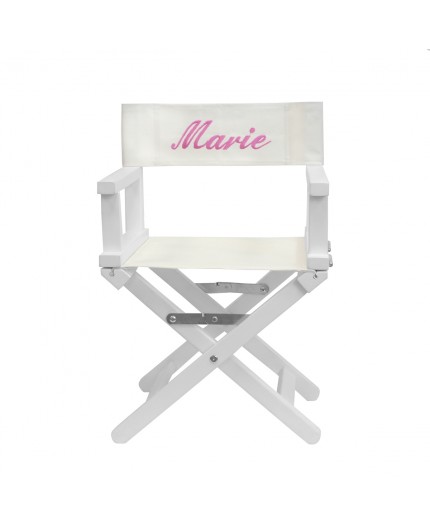 Fauteuil metteur en scène blanc personnalisé fuchsia